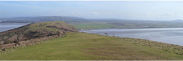 Looking inland to the Somerset Levels from Brean Down.