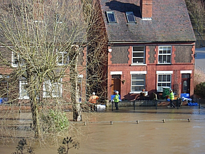 Bridgnorth low town houses flooded