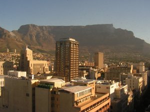 The view from our bed at the Southern Sun Hotel