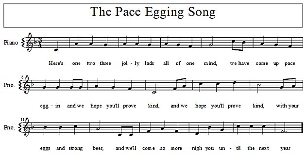Score of the pace egging song.