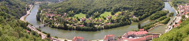 View North from the battlements of Besancon citadelle.
Click for closeup of Harmonie below. View North from the battlements of Besancon citadelle