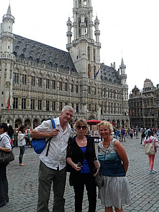 Andy, Gillie and Sue in the Grand Place in Brussels