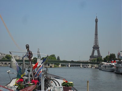 Approaching the statue of liberty and Eiffel tower.