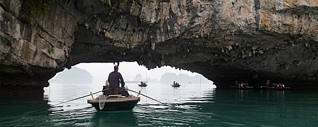 Sampans at Halong Bay