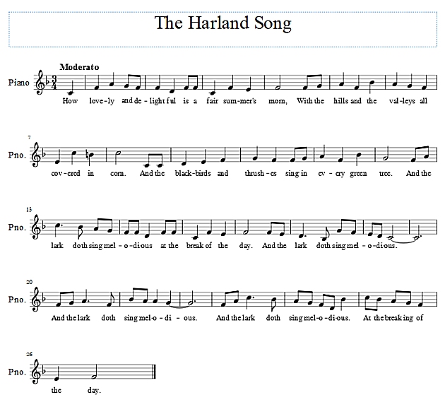 Score of The Harland Song