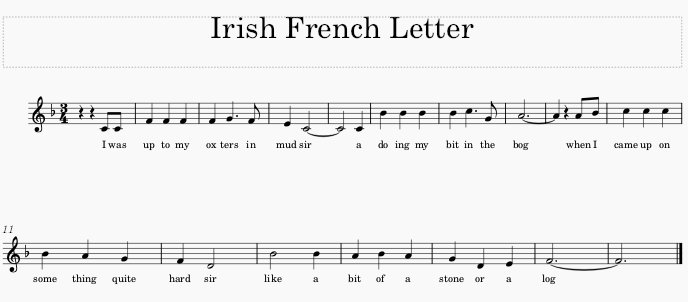 Score of Irish French Letter