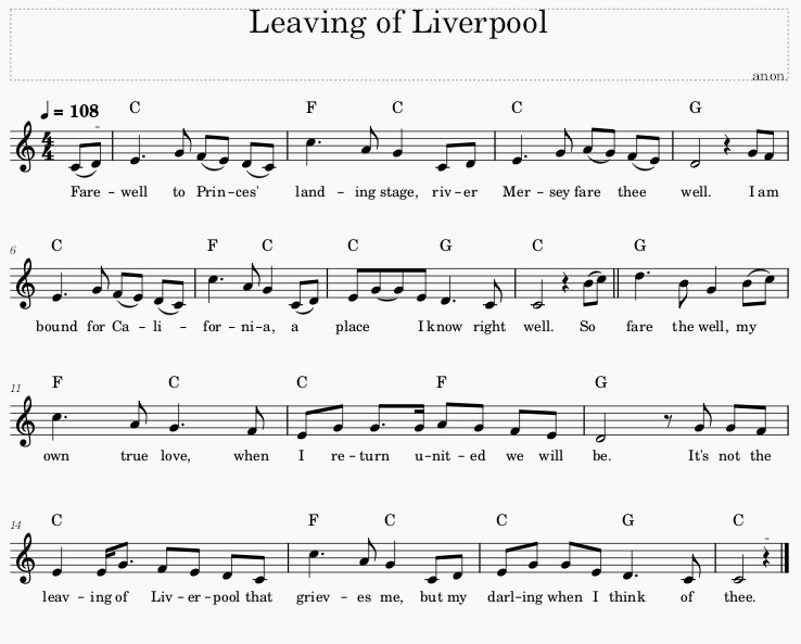 Score of The Leaving of Liverpool