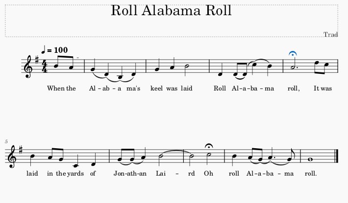 Score of Roll Alabama Roll