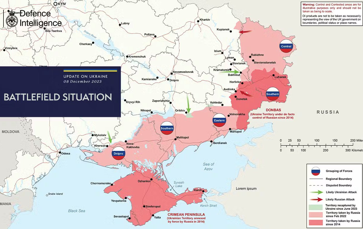 Ukraine map Dec 2023