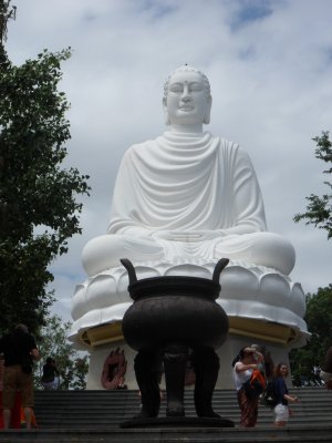 Big white Buddah at the Long Son Pagoda